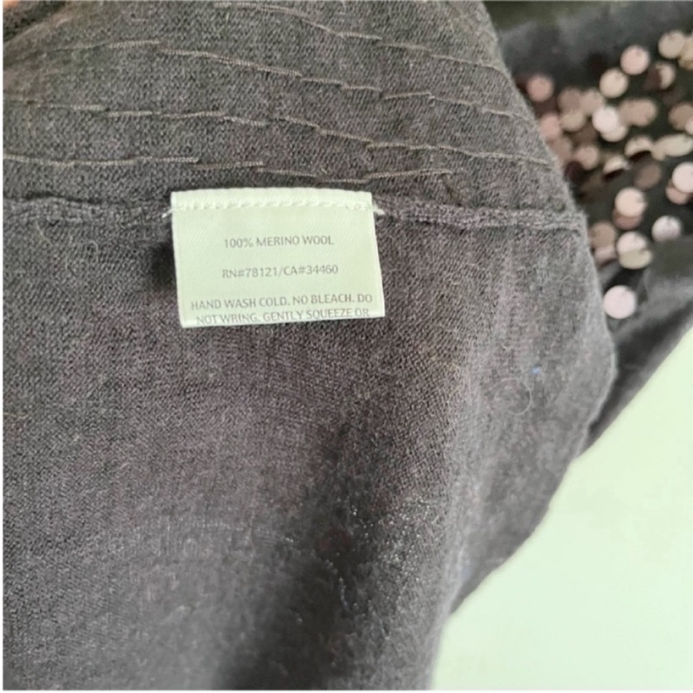 Eileen Fisher shell tank top deep purple merino wool sequins round neck - Picture 6 of 8